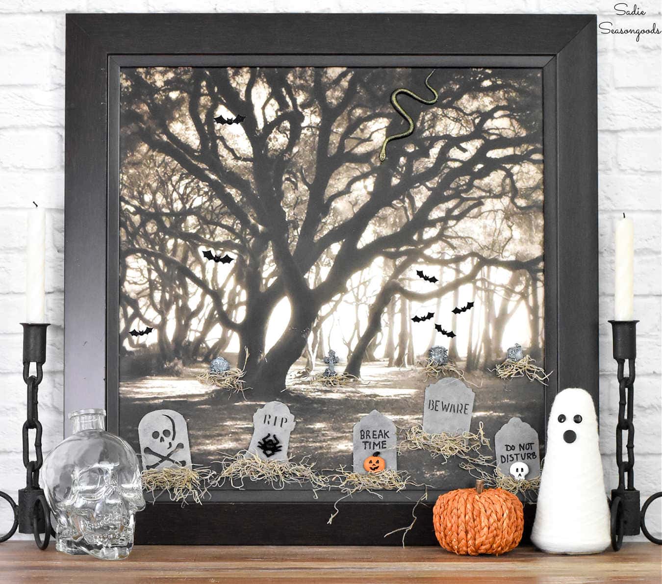 turning thrift store art into halloween art