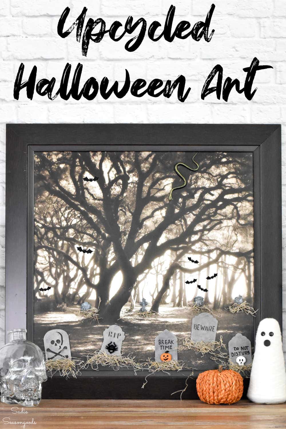 diy halloween art from a thrift store painting