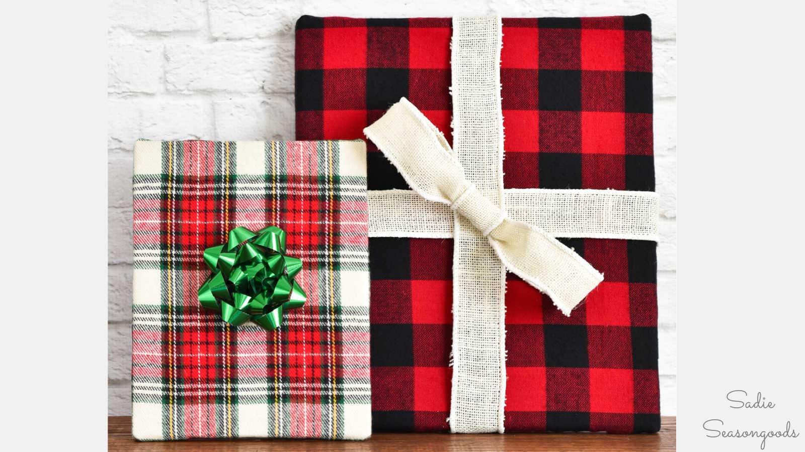 christmas mantel decor that look like wrapped presents