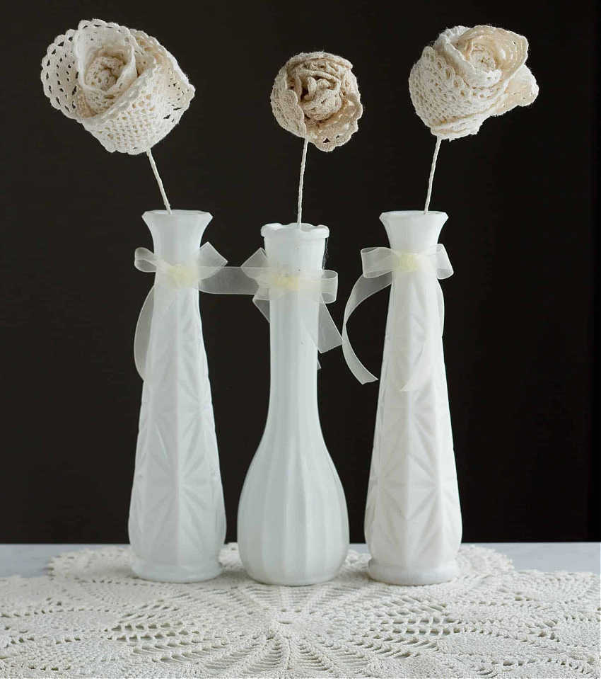 fabric roses from doilies