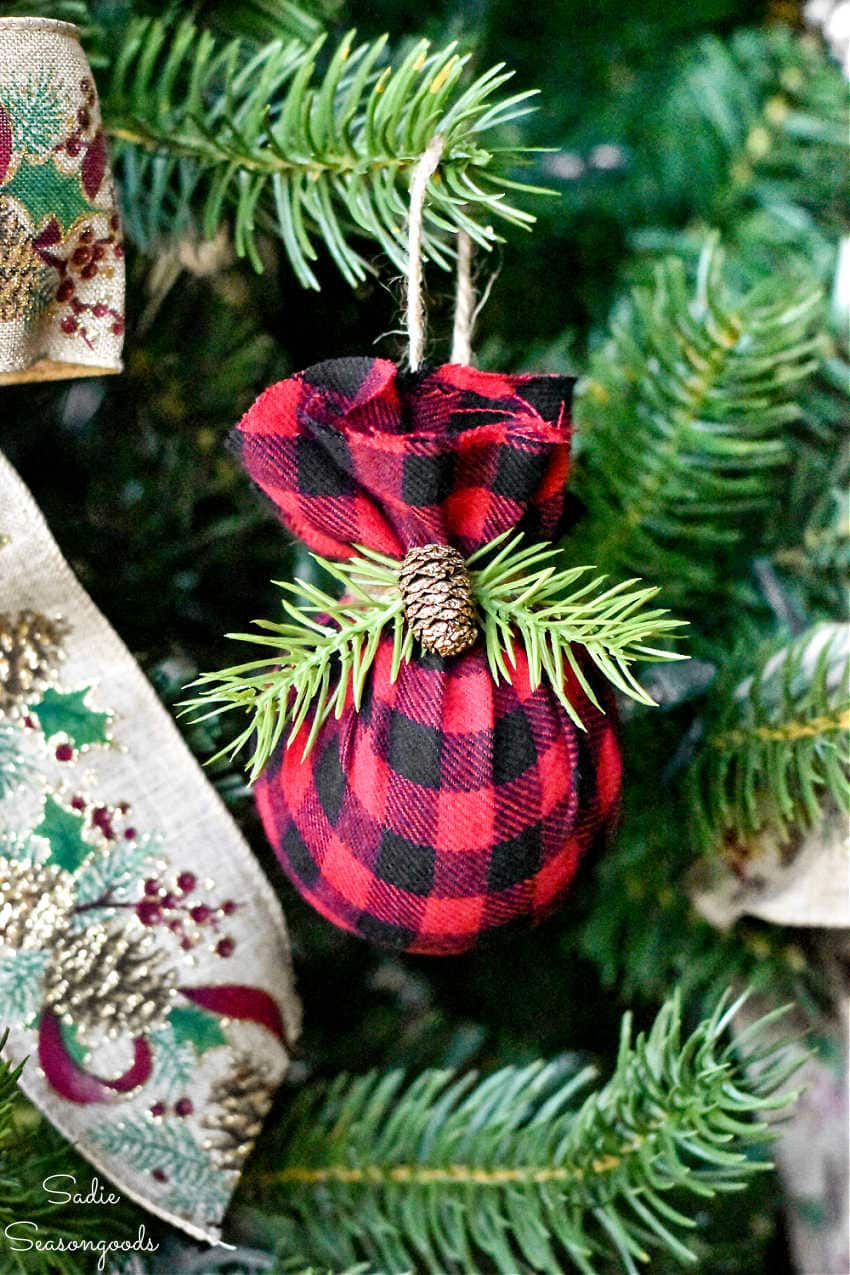 christmas ornament in buffalo plaid