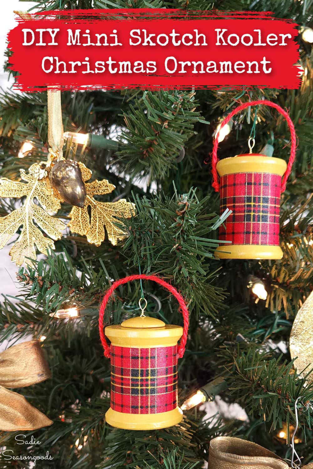how to make a mini skotch kooler ornament from a wooden spool