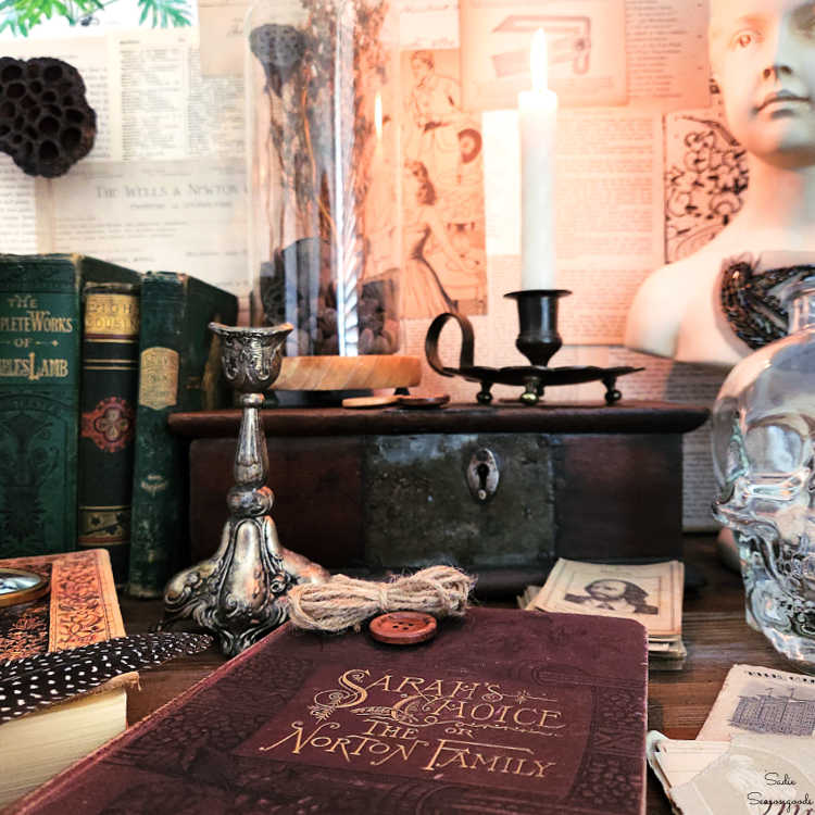 using silver plate in dark academia decor