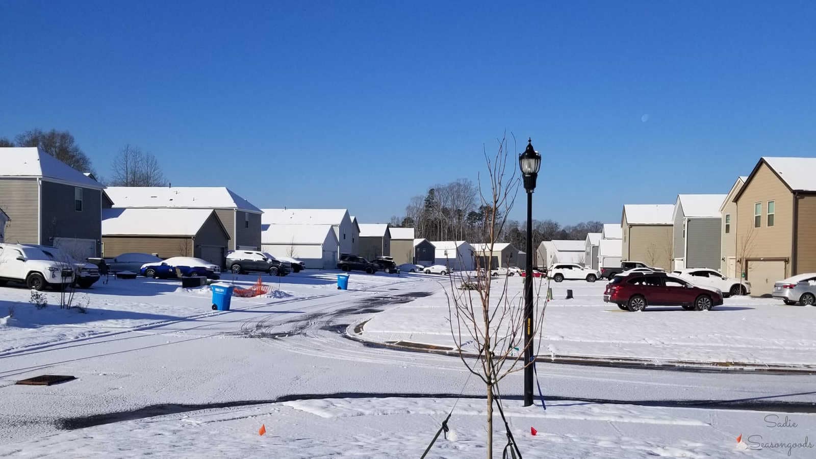 freshly fallen snow in a new neighborhood