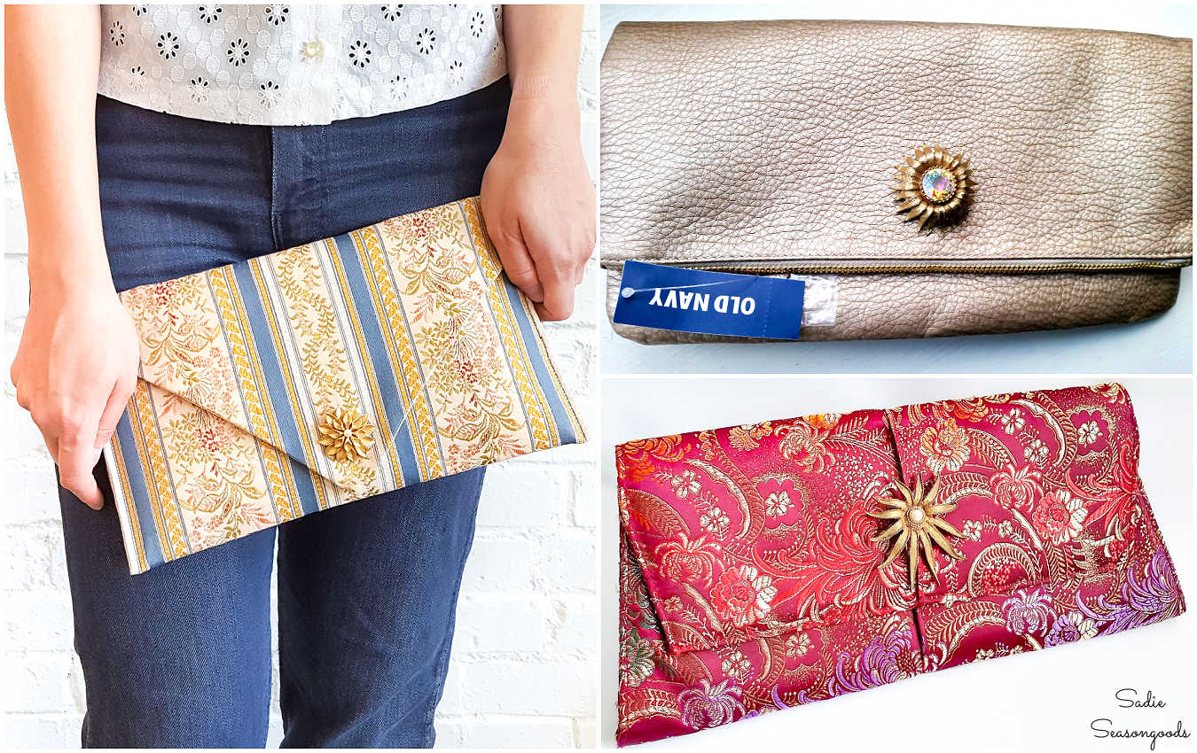 vintage brooches on handbags