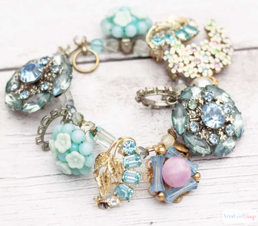 vintage earrings as a bracelet