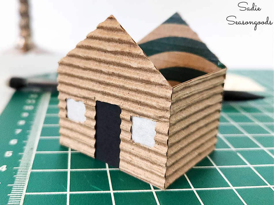 diy cabin putz house for christmas and winter crafts