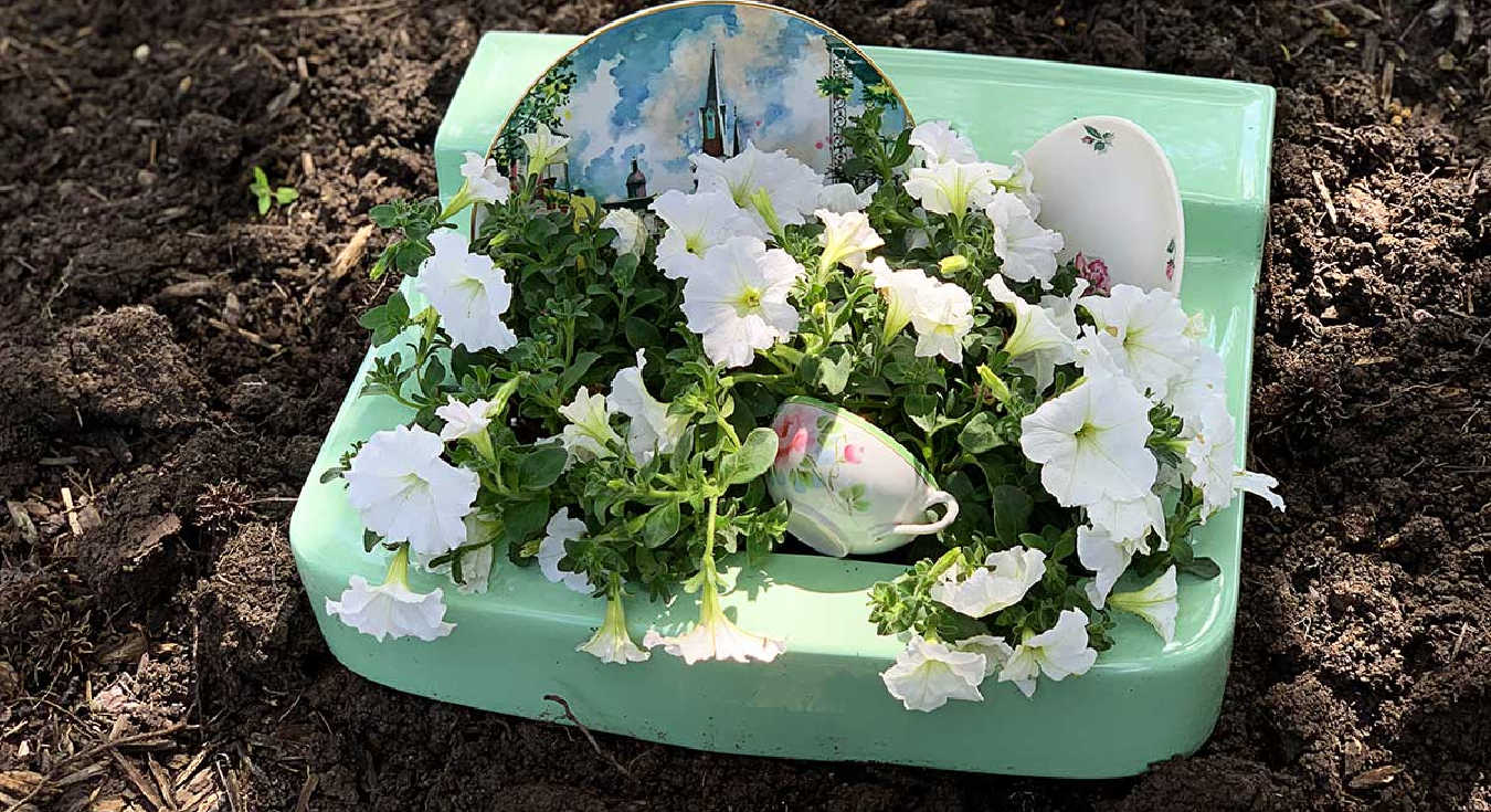 vintage sink as a planter