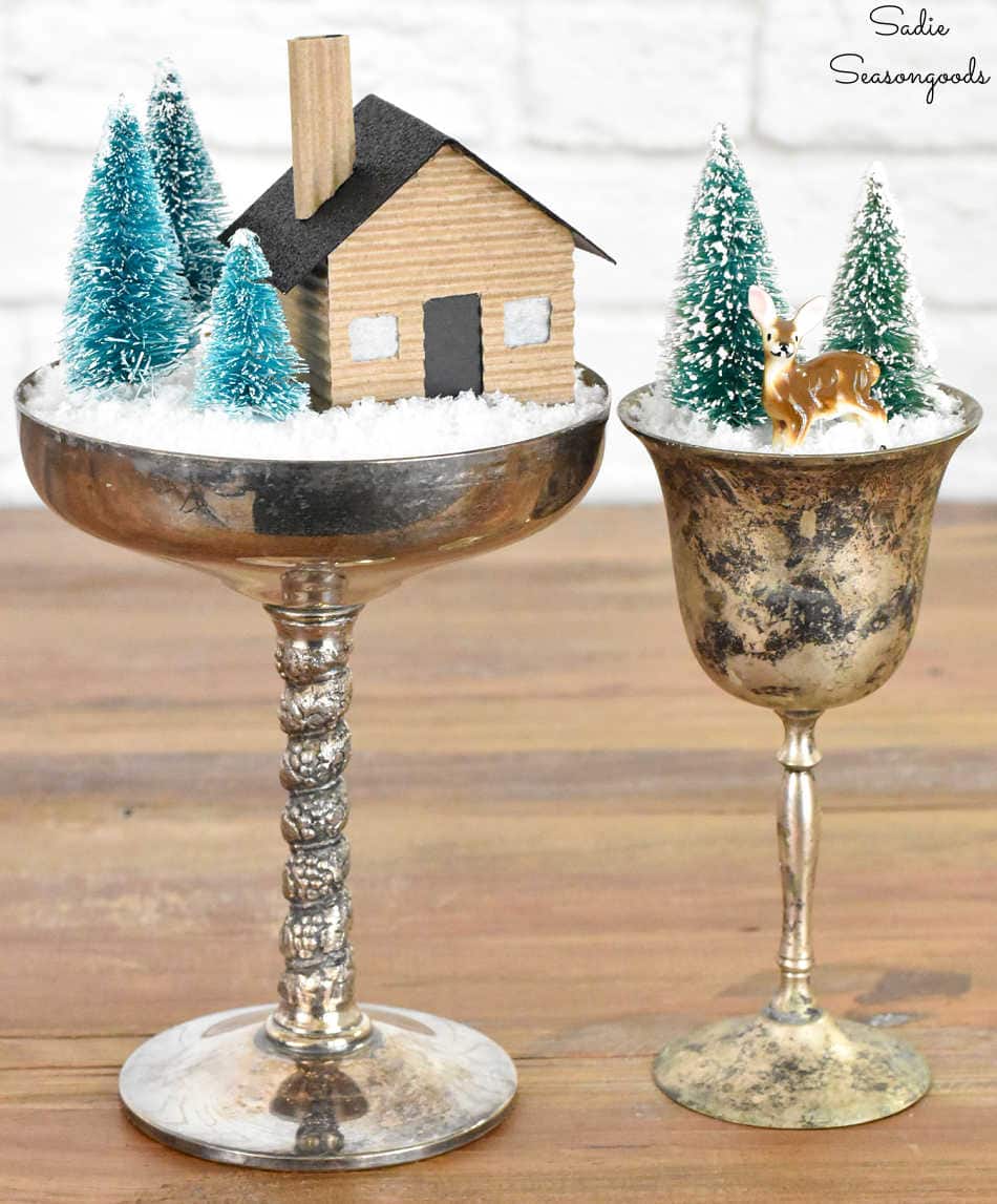 winter decor ideas with silver plate