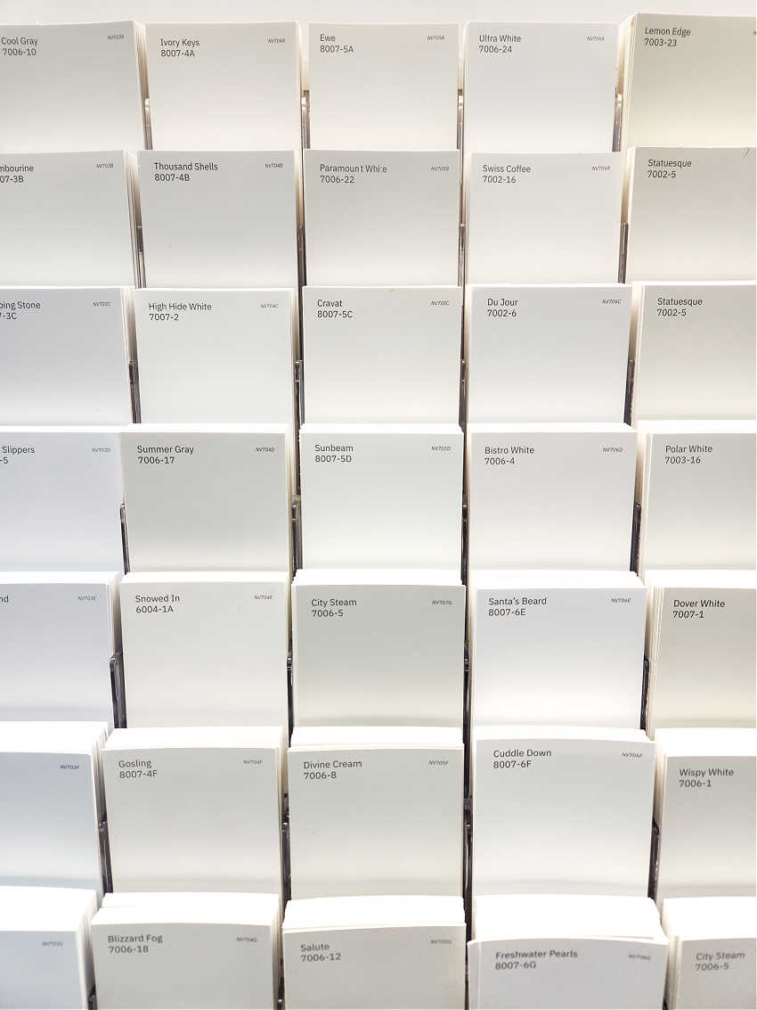 paint samples in white