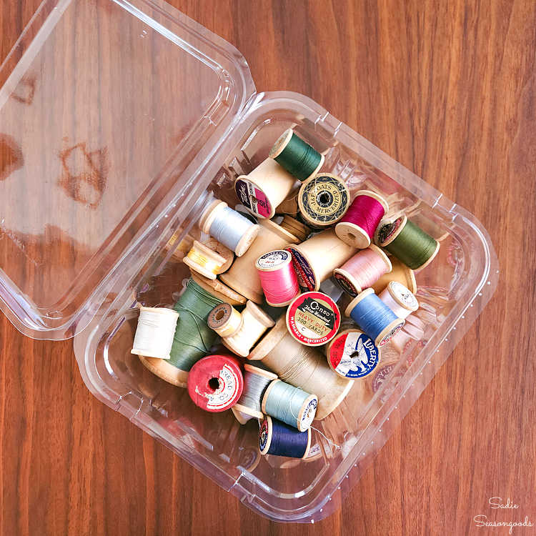 recycling plastic clamshells for craft storage