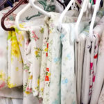 vintage linens and fabric at a thrift store