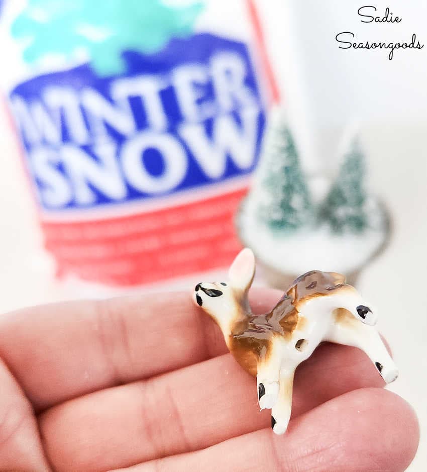 miniature ceramic deer for snow scenes