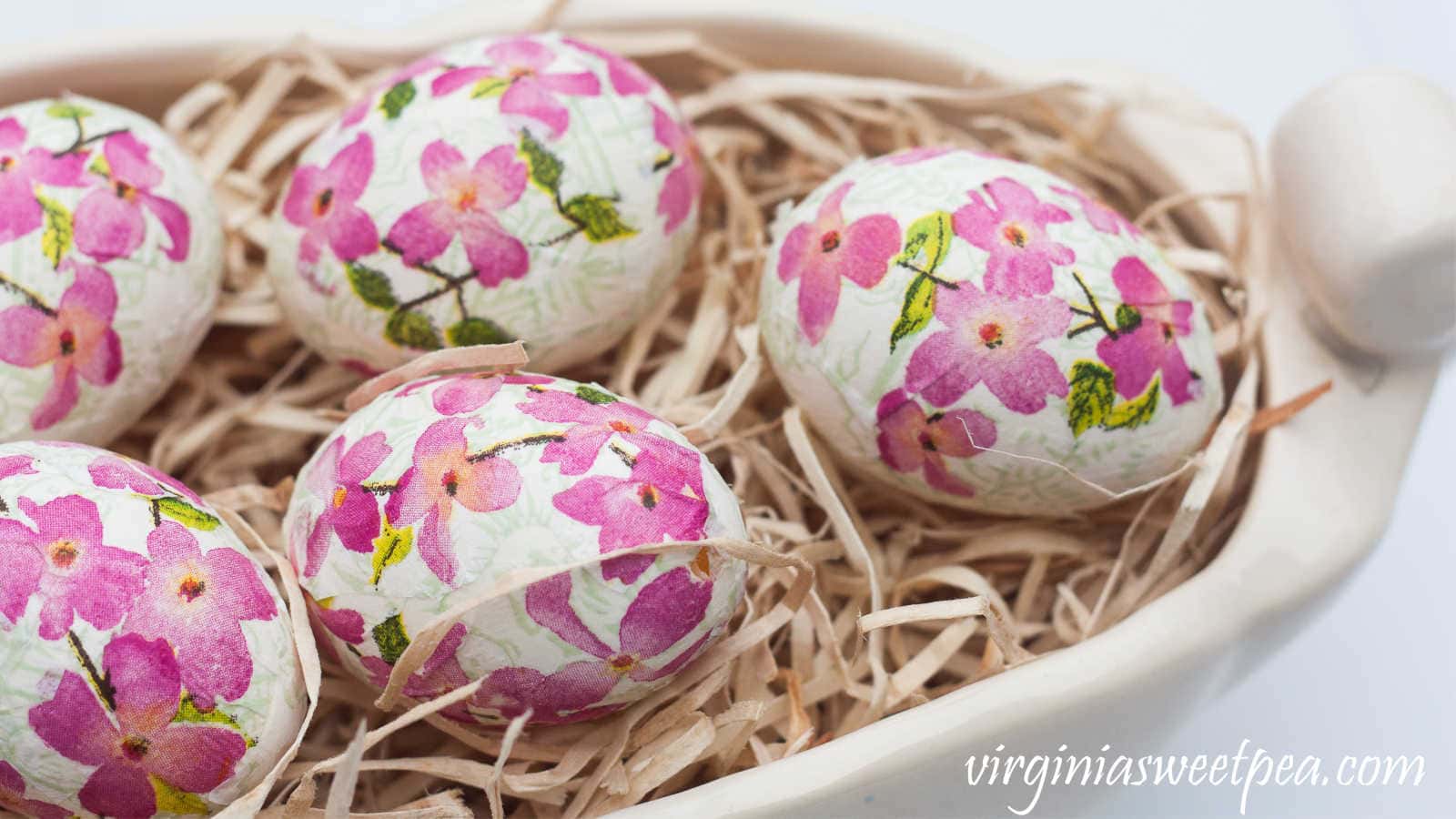 decorating blown out eggs with decoupage