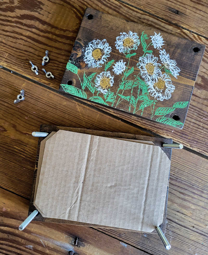 making a flower press from cardboard