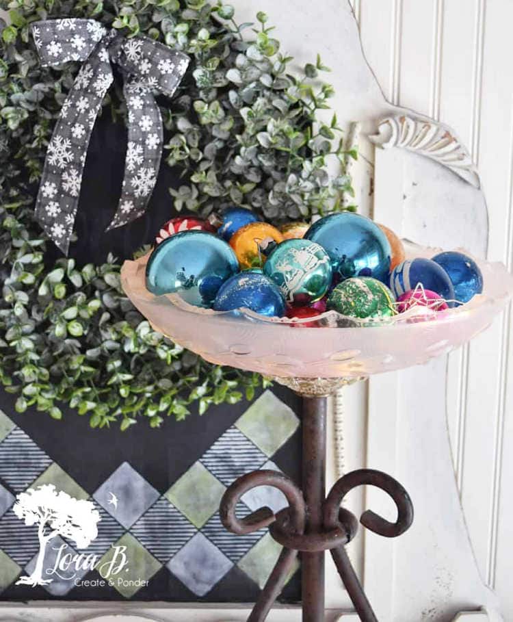 upcycled light fixture as a pedestal bowl