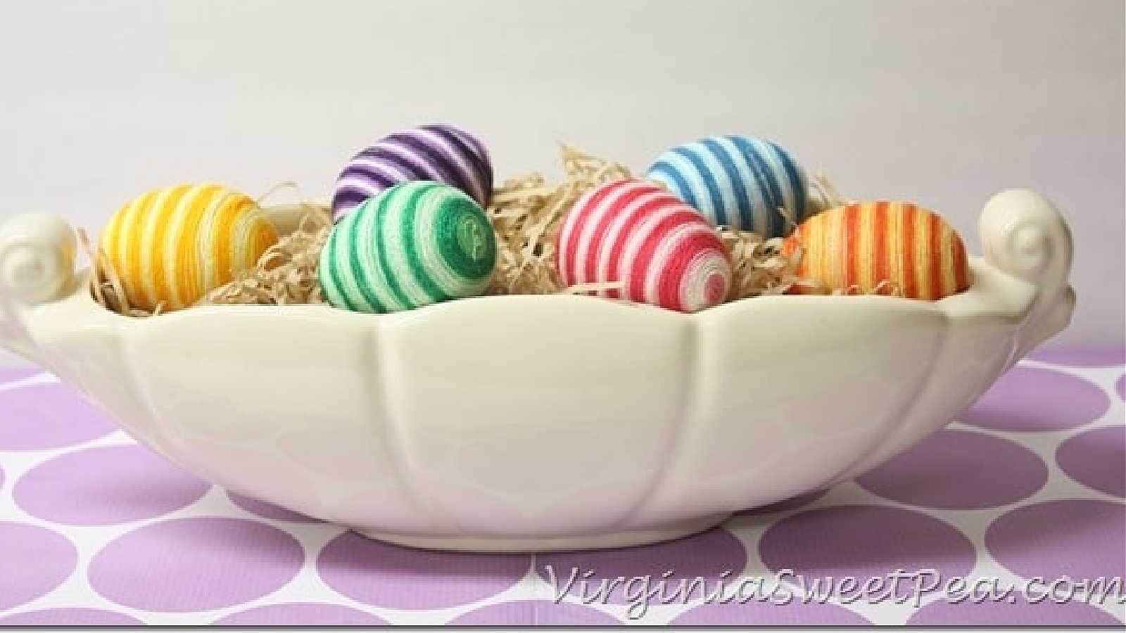 embroidery floss wrapped easter eggs
