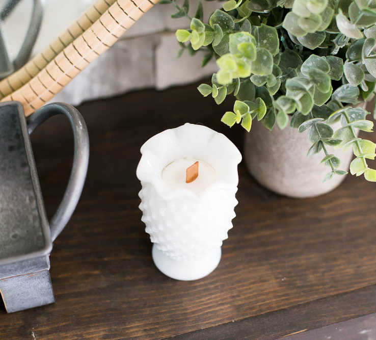 milk glass candle