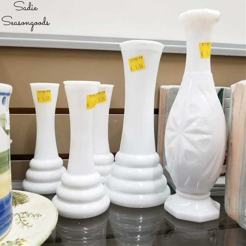 vintage milk glass vases