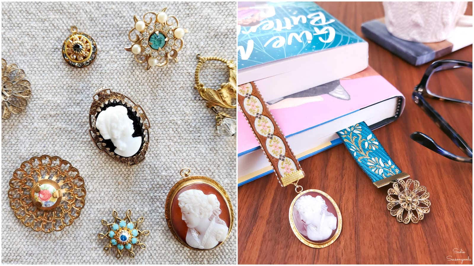 diy bookmarks from broken jewelry