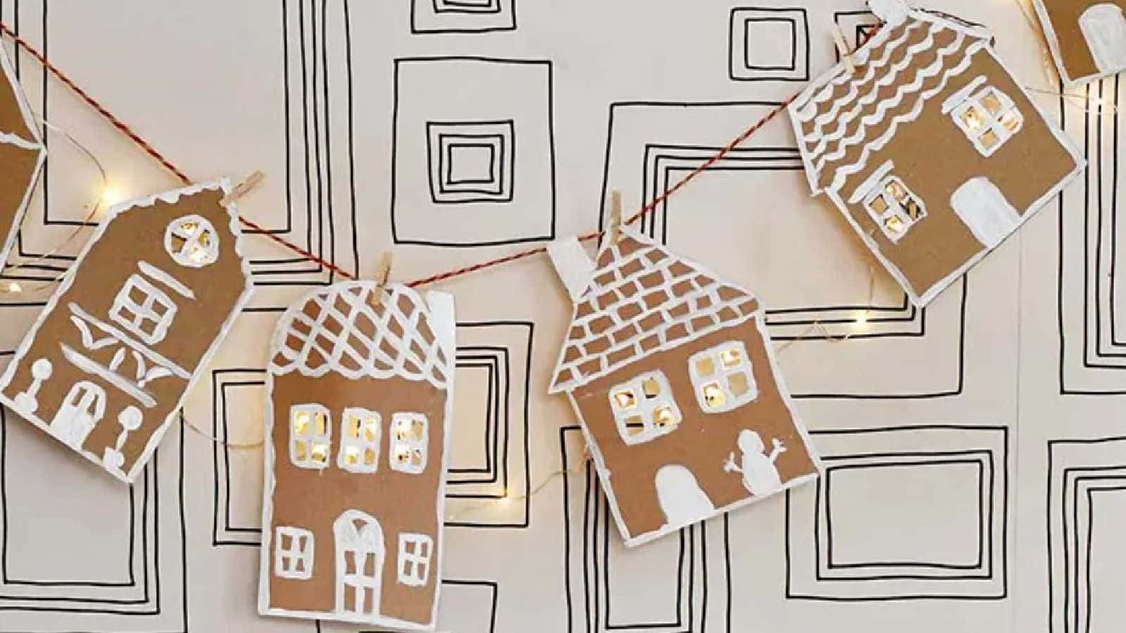 gingerbread garland from cardboard boxes