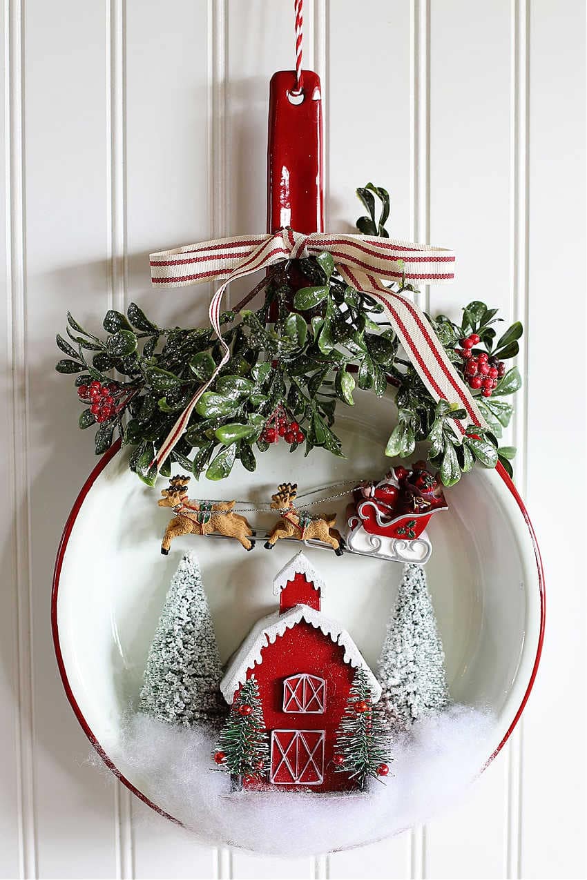 upcycle idea for red and white enamelware