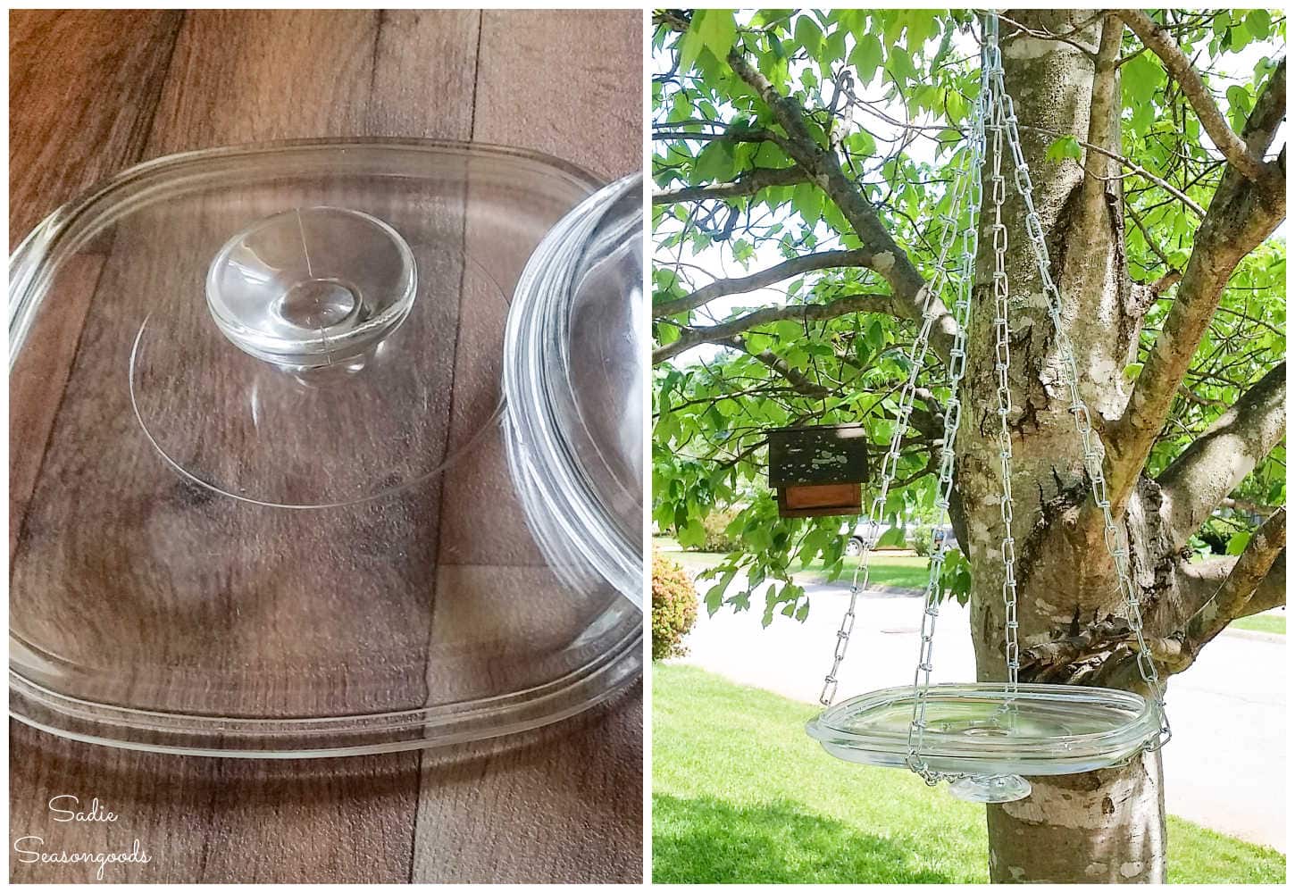 diy hanging bird bath