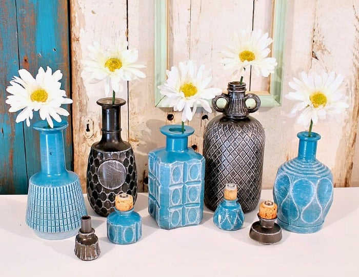 painted wine bottles that look like ceramic