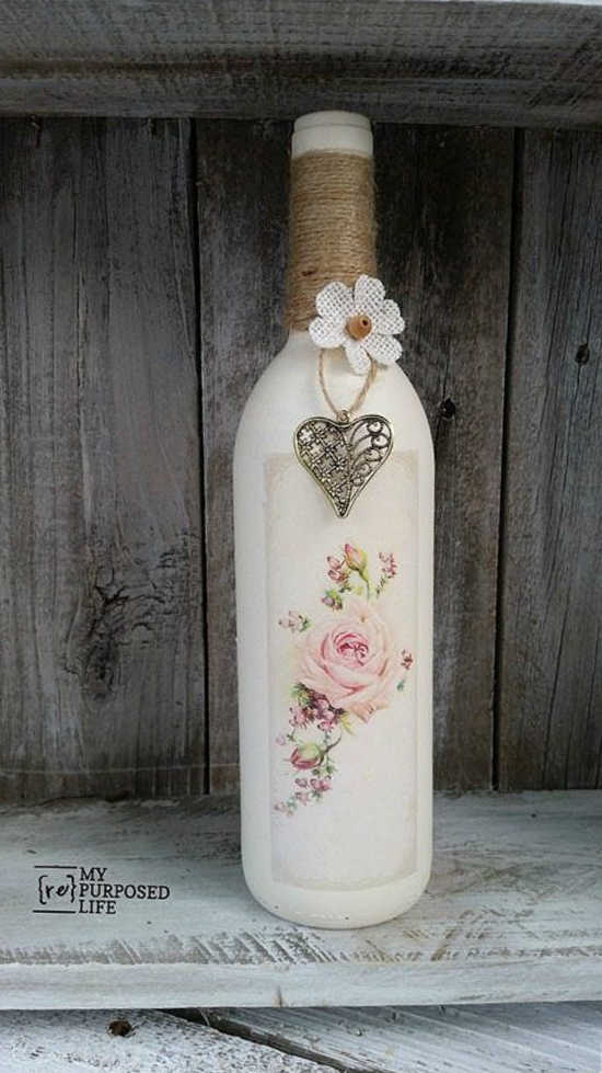 shabby chic glass bottle