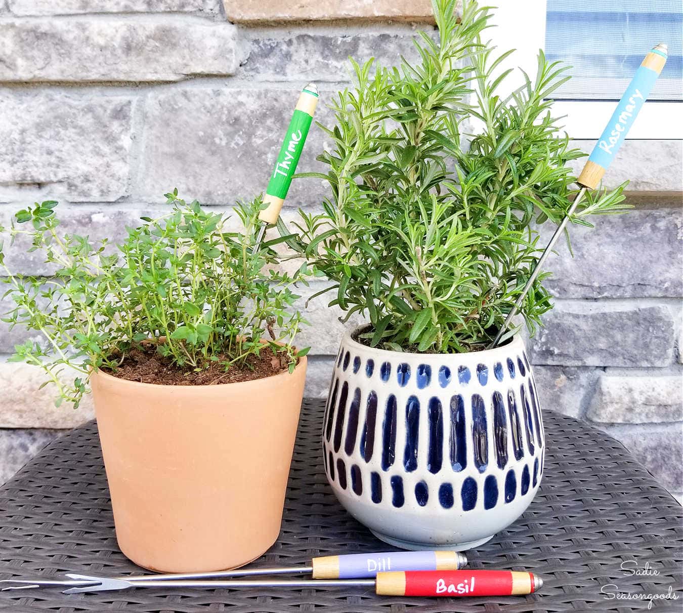 fondue forks as plant labels