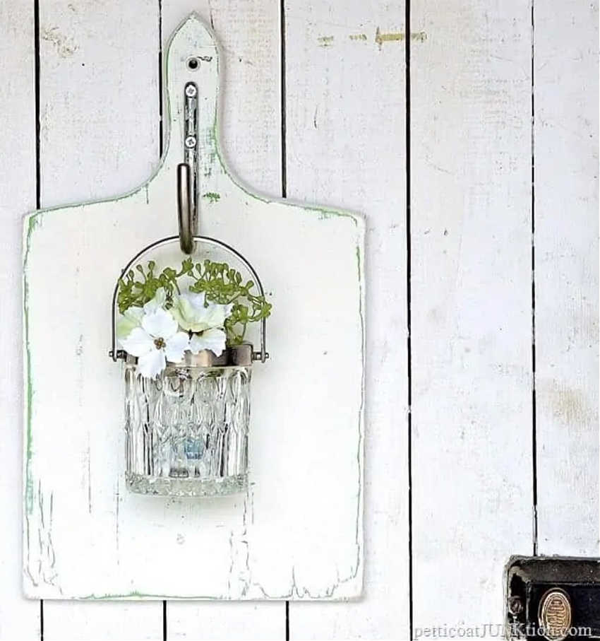 upcycle a breadboard into a wall vase