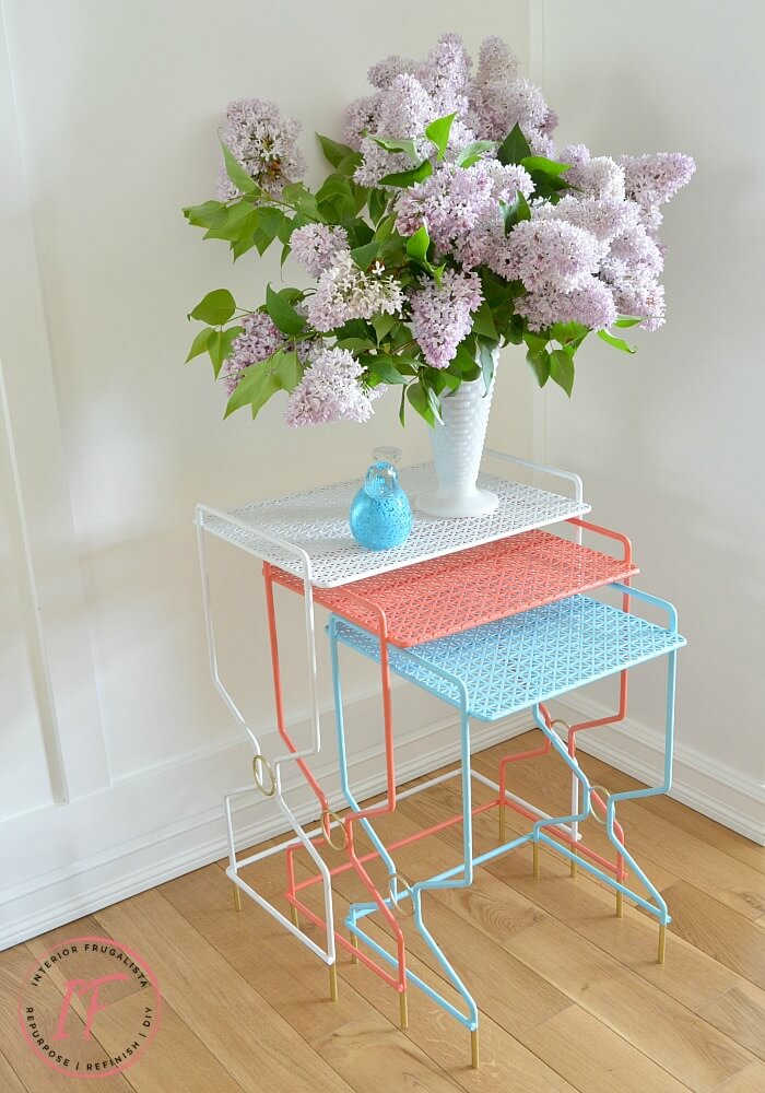 metal nesting tables that have been painted