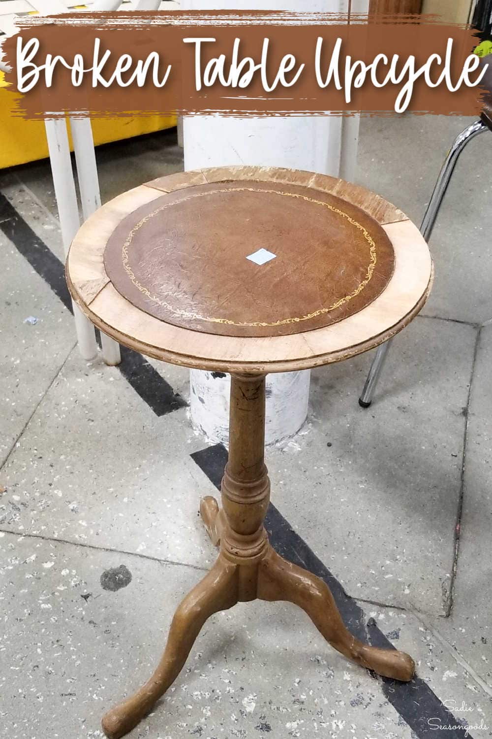 repairing a round vintage side table