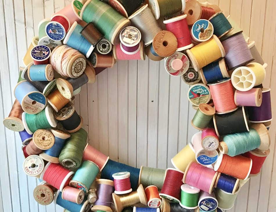 how to turn wooden spools into a wreath