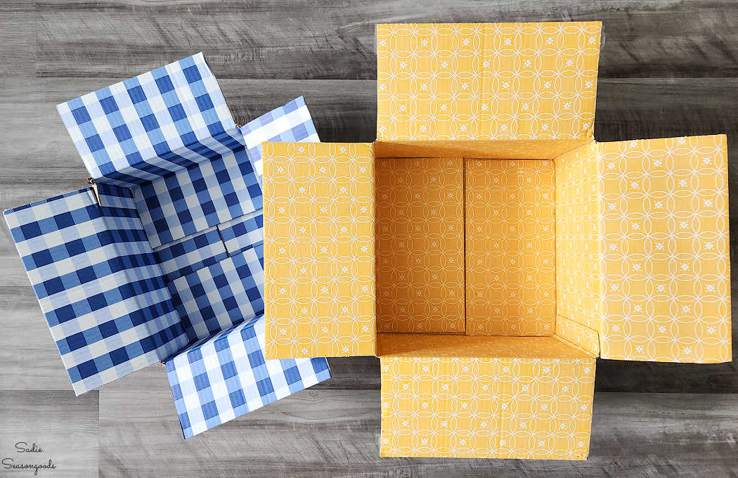shipping boxes with decorative print