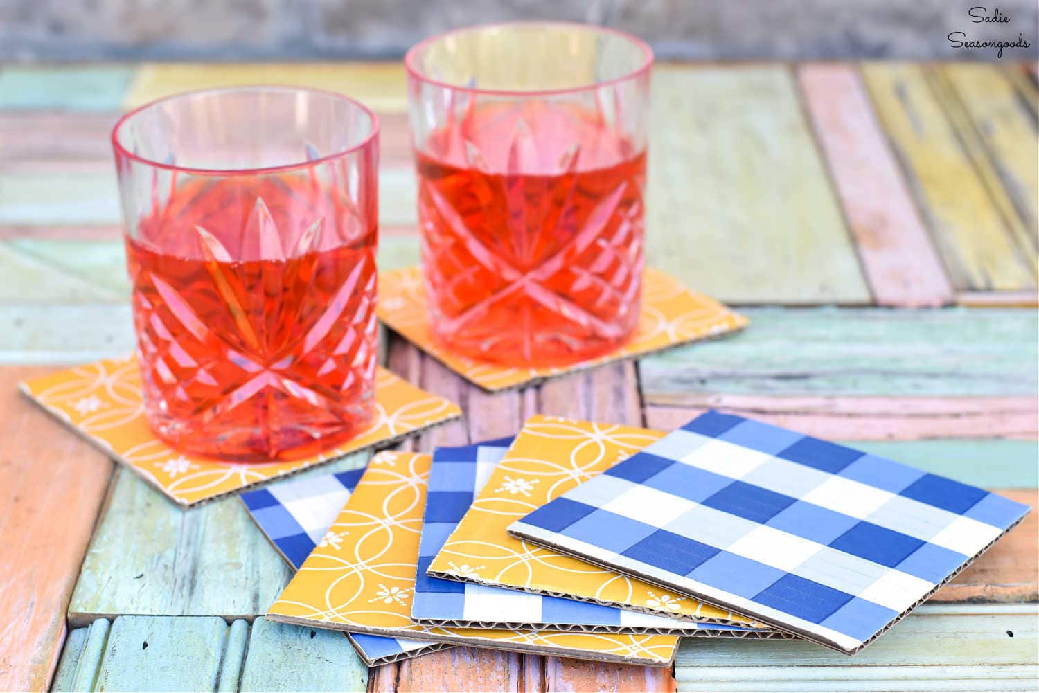 cardboard coasters from shipping boxes
