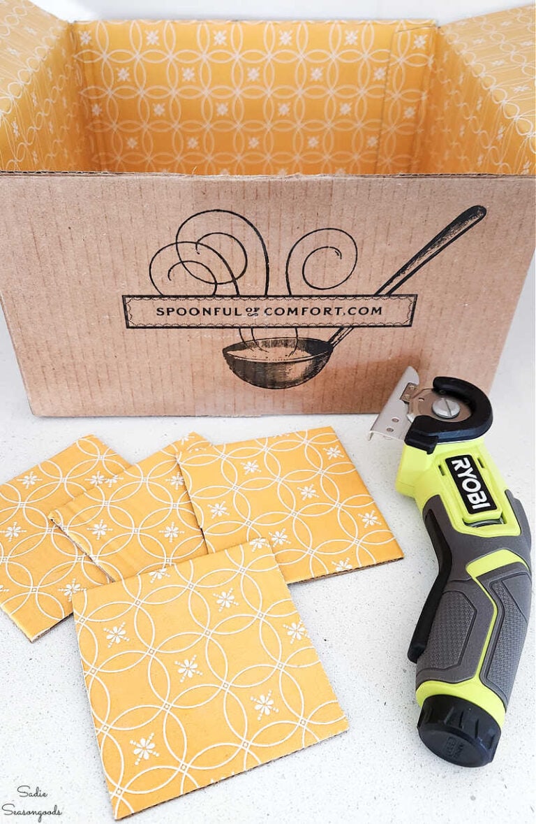 Cutting Decorative Cardboard Boxes into Cardboard Coasters