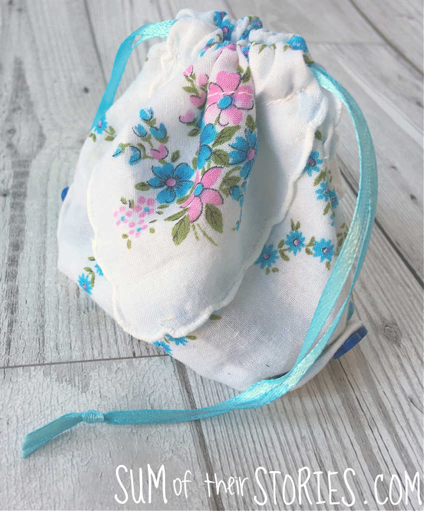 turning a hankie into a jewelry pouch