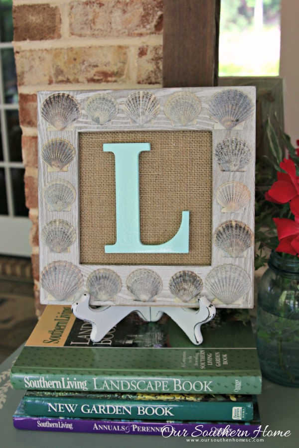 decorating a picture frame with shells