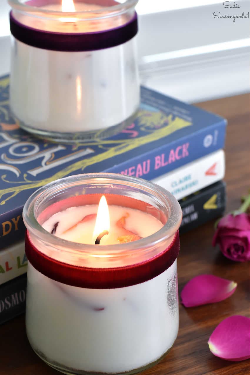 candle making idea with oui yogurt jars