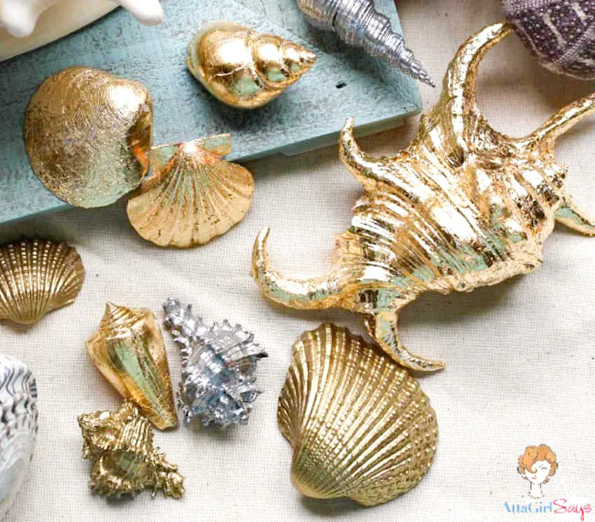 painting shells with metallic paint