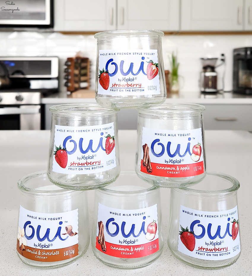 oui yogurt jars for a craft project