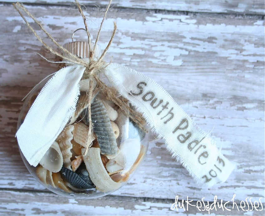 christmas ornament with shells