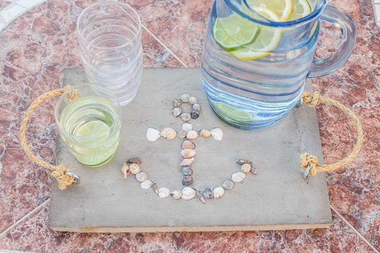 concrete tray with shells