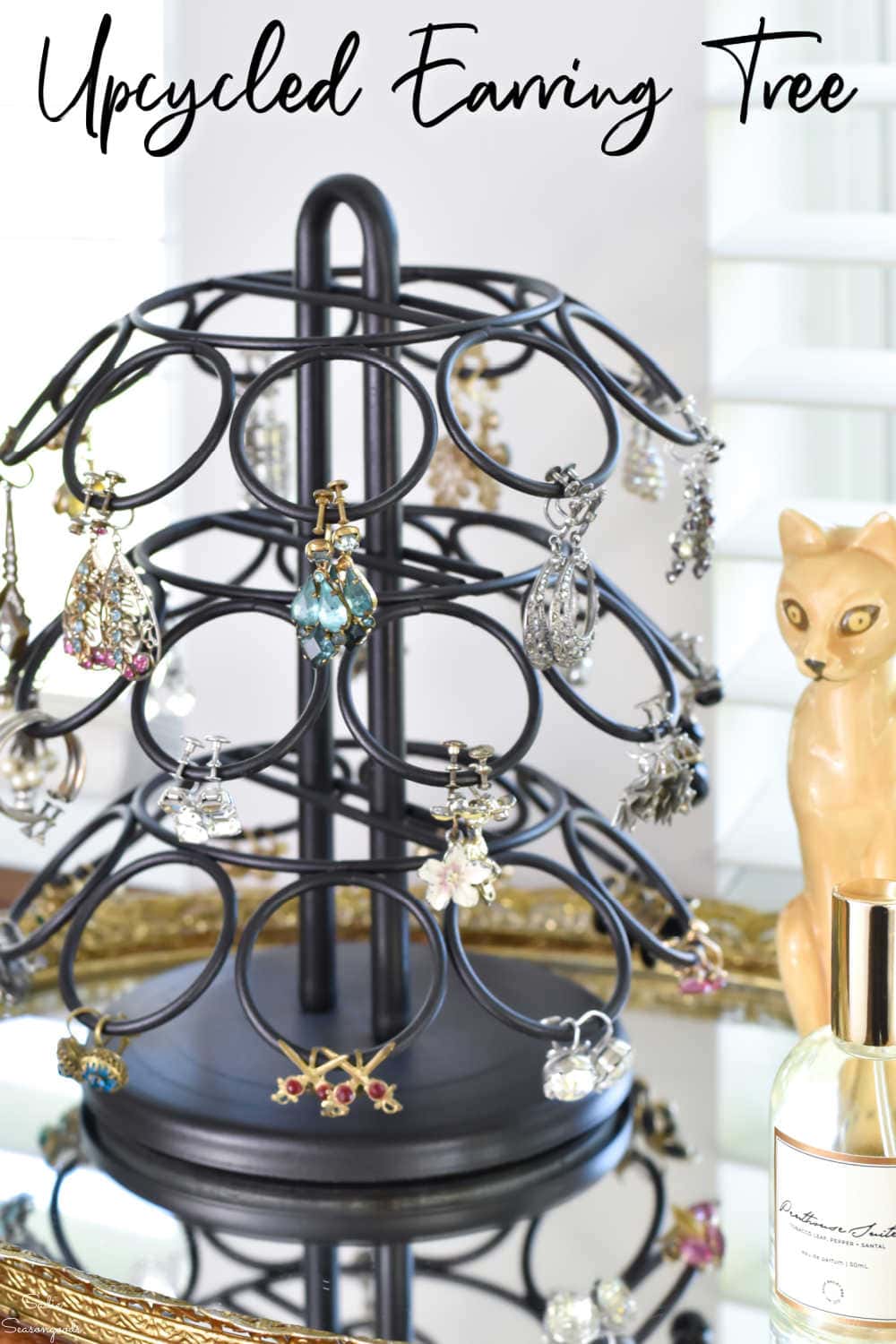 diy earring display from the thrift store