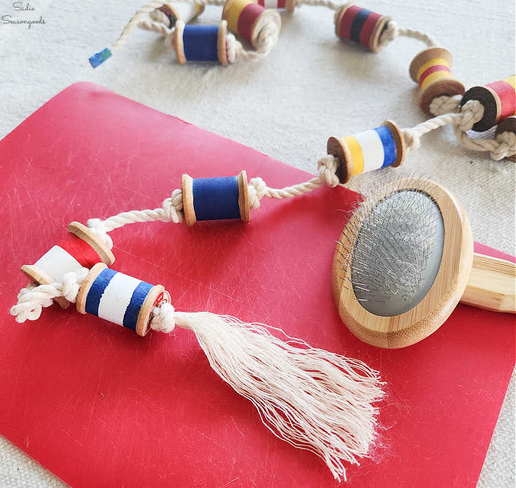 using a macrame brush to create fringe