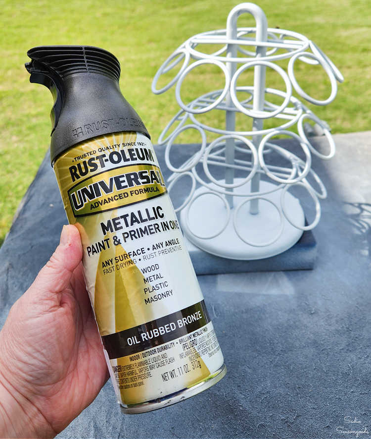 spray painting a coffee pod holder