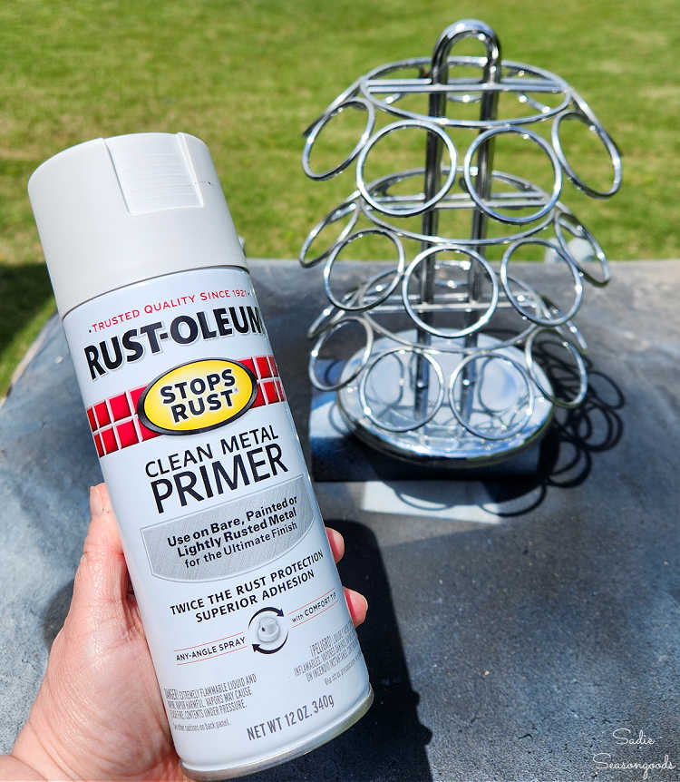 spraying metal primer on chrome
