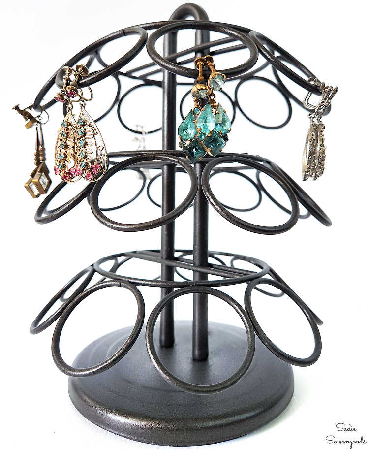 vintage screw back earrings on an earring tree