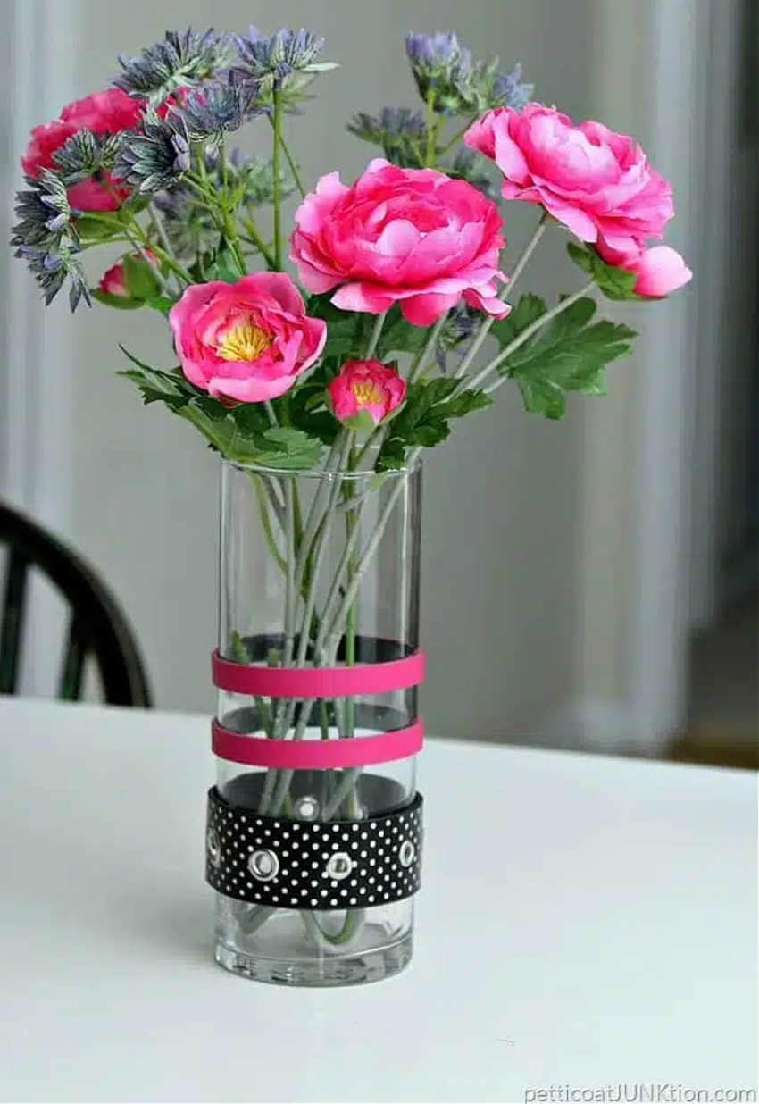 decorating a vase with cheap belts